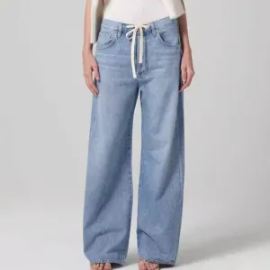 011 - Distressed Loose Denim Pants Drawstring Jeans Light Blue