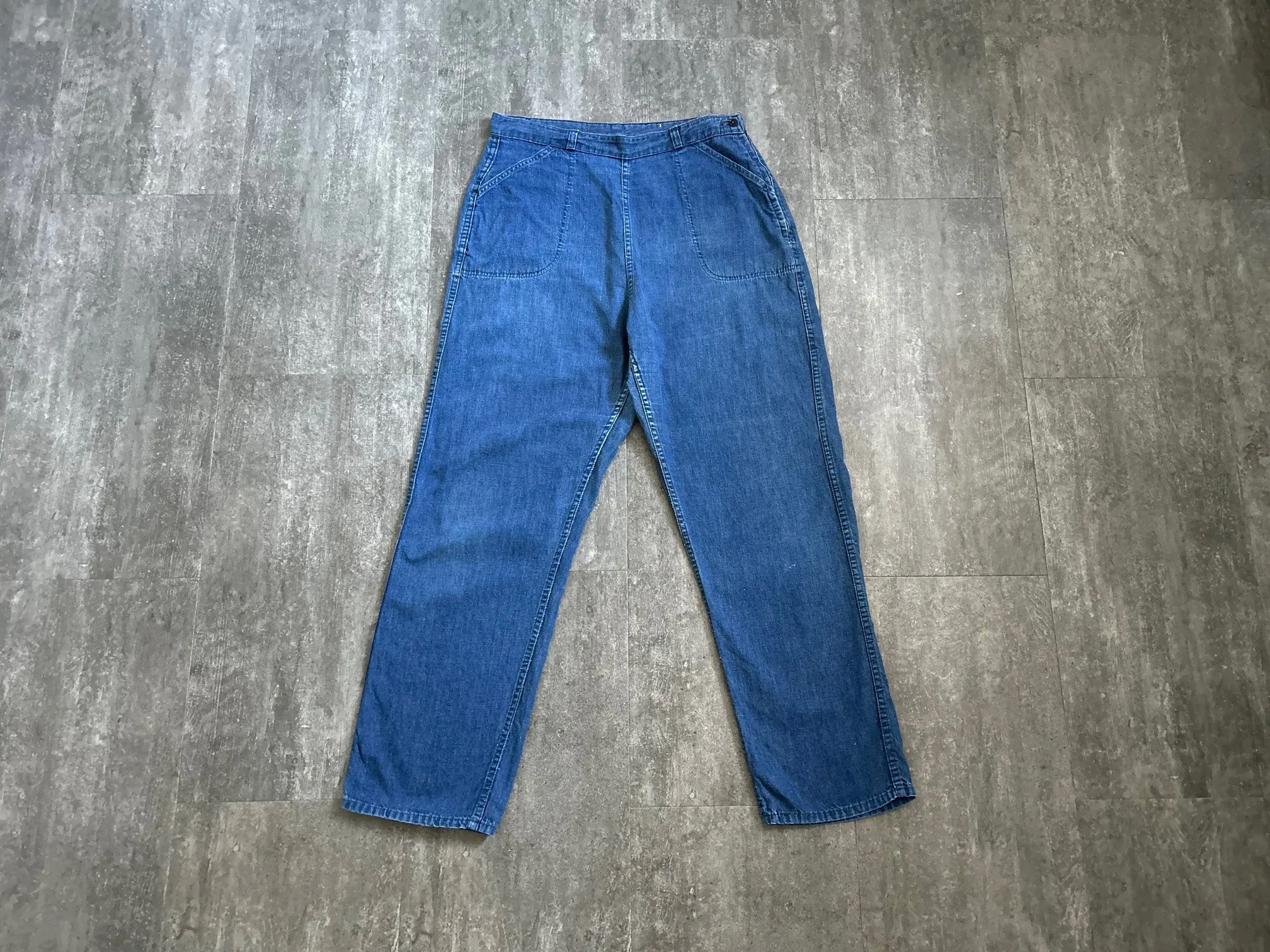 1950s side zip jeans . vintage 50s denim . 33 waist