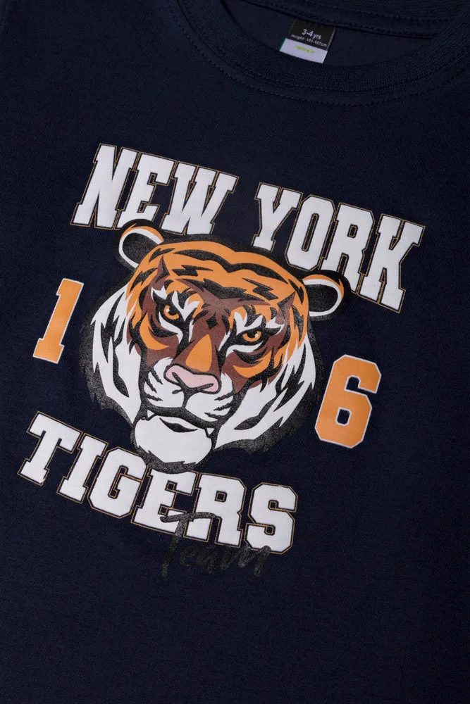 2 Pack Tiger Long Sleeve T-Shirts Navy And Red