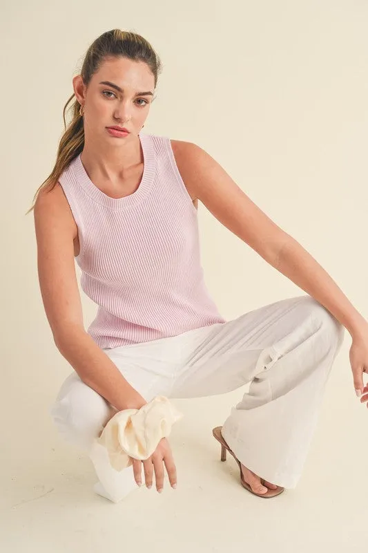 Aemi   Co Ribbed Round Neck Knit Tank