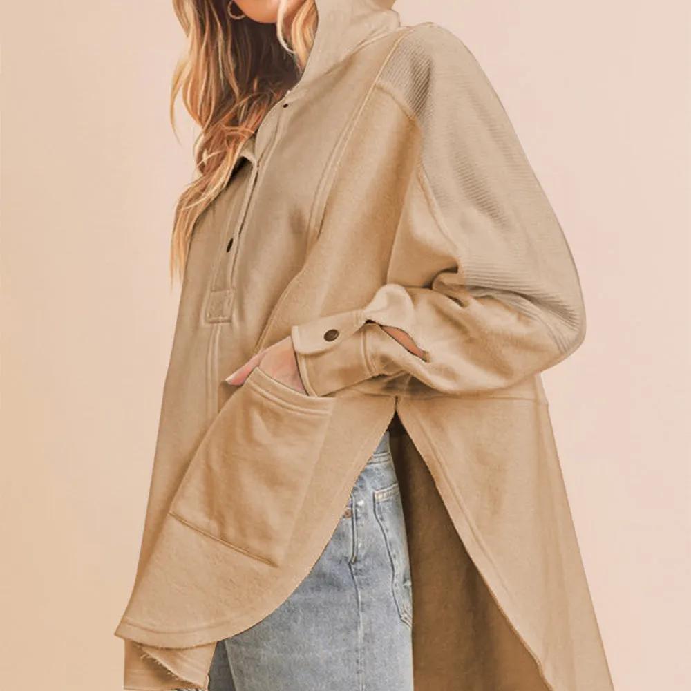 Aemi   Co Slit Half Snap Oversize Hoodie