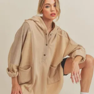 Aemi   Co Slit Half Snap Oversize Hoodie