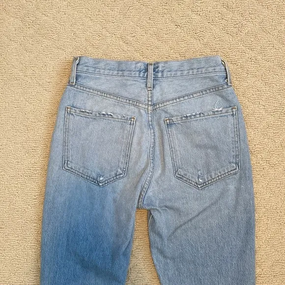 Agolde Riley High Rise straight crop button fly distressed jeans size 25