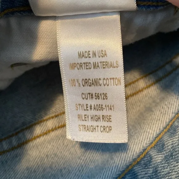 Agolde Riley High Rise straight crop button fly distressed jeans size 25