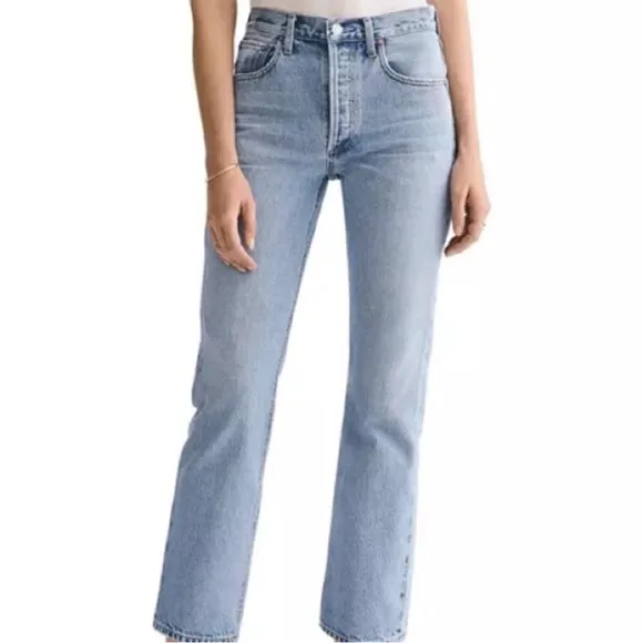 AGOLDE Ripley High Rise Straight Ankle Fray Jeans