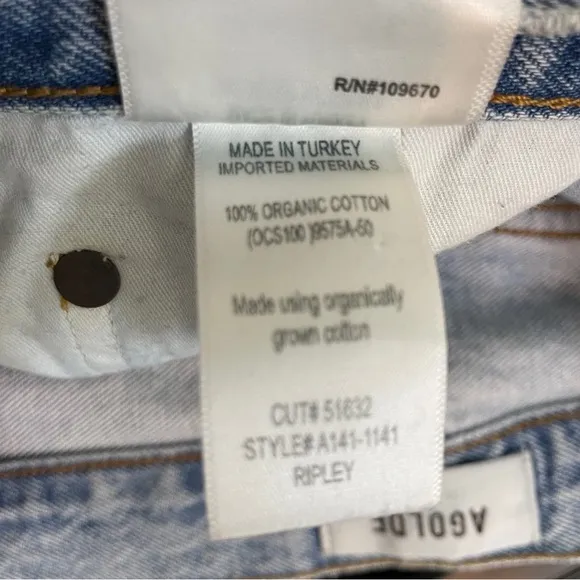AGOLDE Ripley High Rise Straight Ankle Fray Jeans