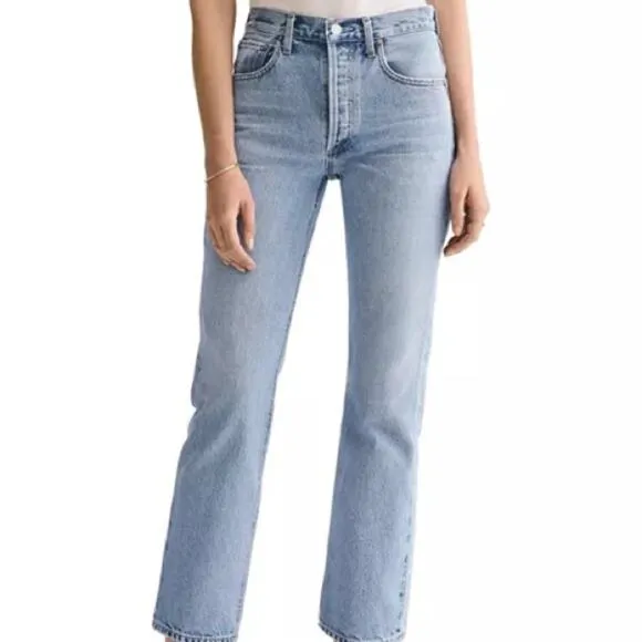 AGOLDE Ripley High Rise Straight Fray Ankle Jeans