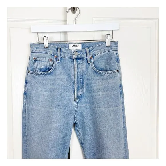 AGOLDE Ripley High Rise Straight Fray Ankle Jeans