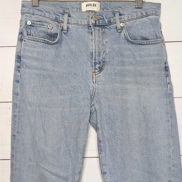 Agolde Toni Mid Rise Skinny Jeans Daylight Light Wash Blue Denim Women's Size 27