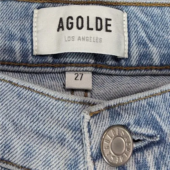 Agolde Toni Mid Rise Skinny Jeans Daylight Light Wash Blue Denim Women's Size 27
