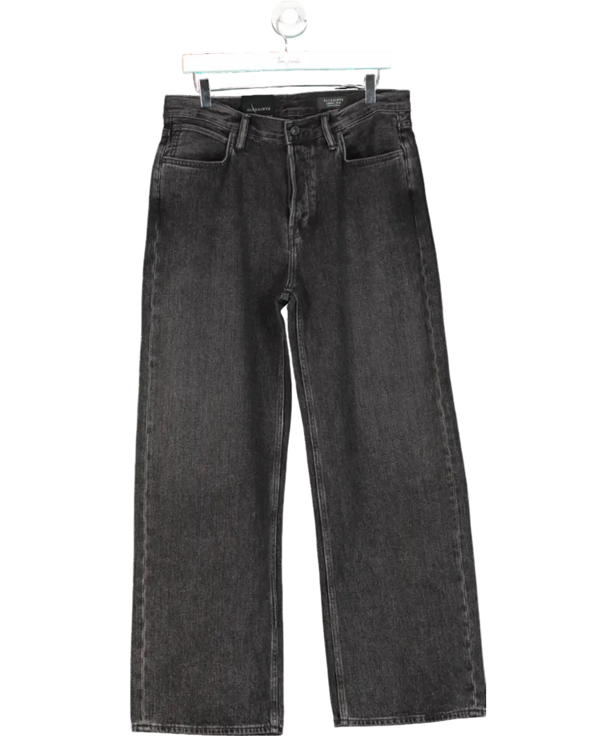 All Saints Black Lenny Loose Fit Wide Leg Denim Jeans W30