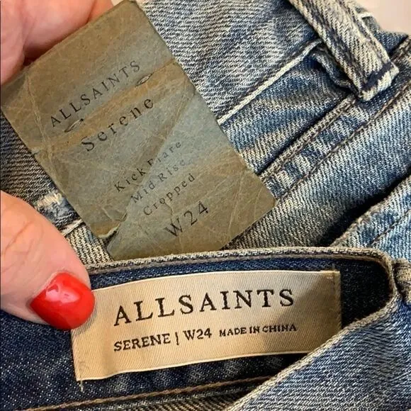 All Saints Serene kick Flare destroyed jeans