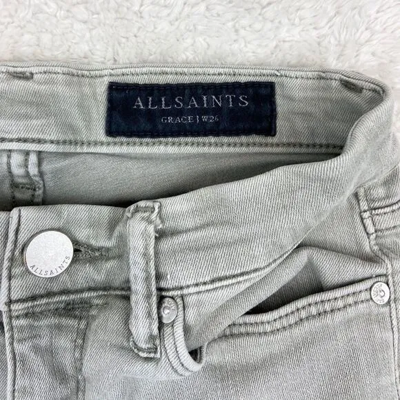All Saints Grace Frayed Ankle Skinny Jeans