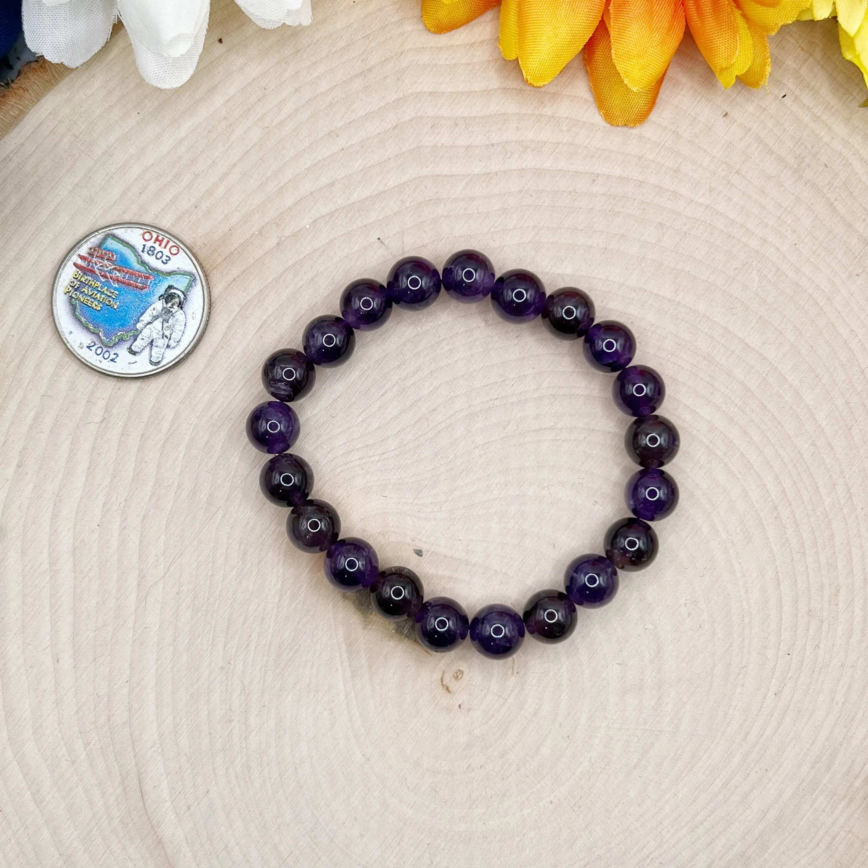 Amethyst Gemstone Stretch Bracelet - 6.5 Inches