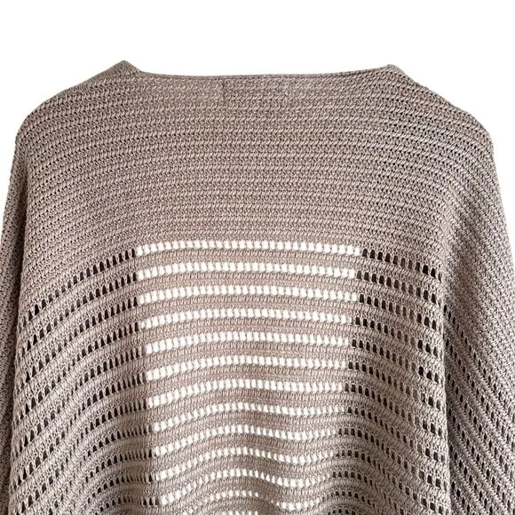 Anthropologie Tan Balloon Sleeve Open Front Crop Cardigan Sweater One Size