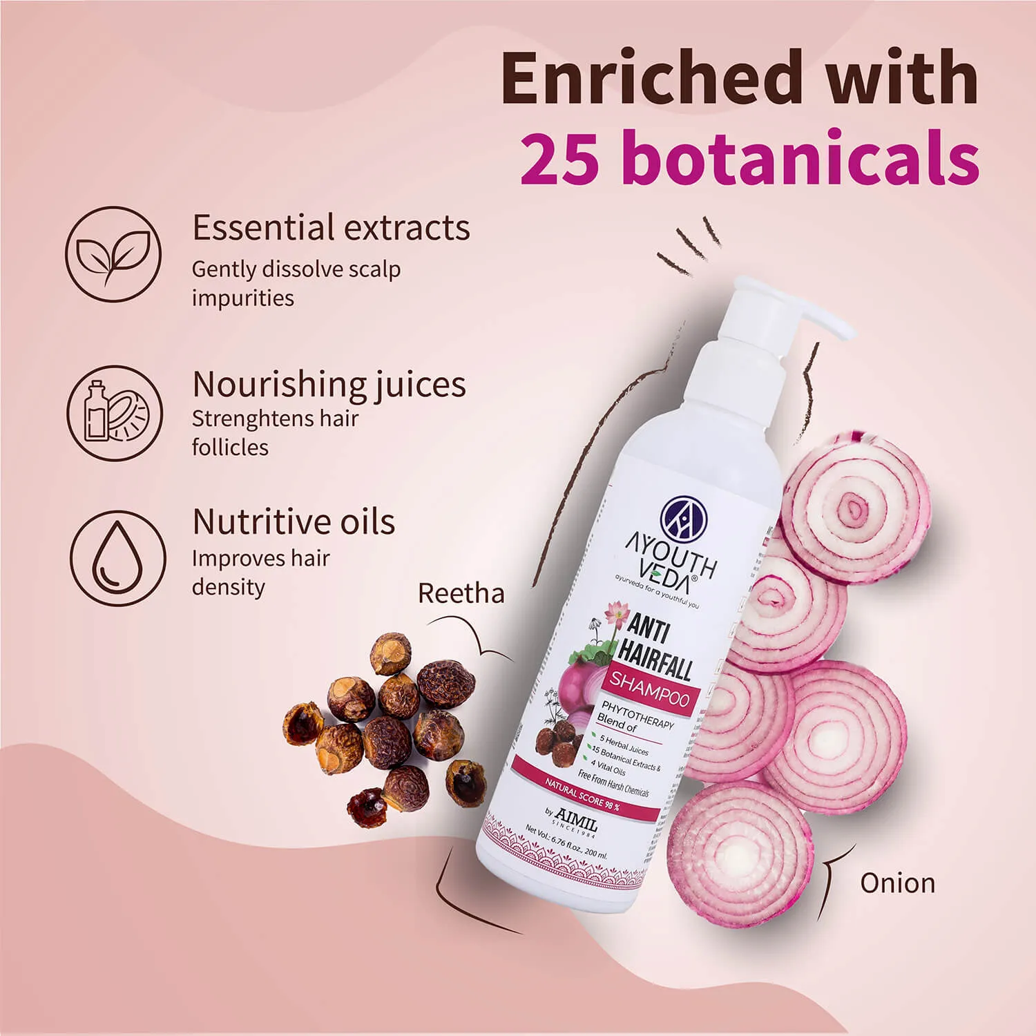 Anti-Hair Fall Shampoo with Onion and Coffee -(Net Qty- 200ml)