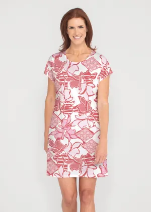 Aztek Sail Red (8117) ~ French Terry Short Sleeve Crew Dress