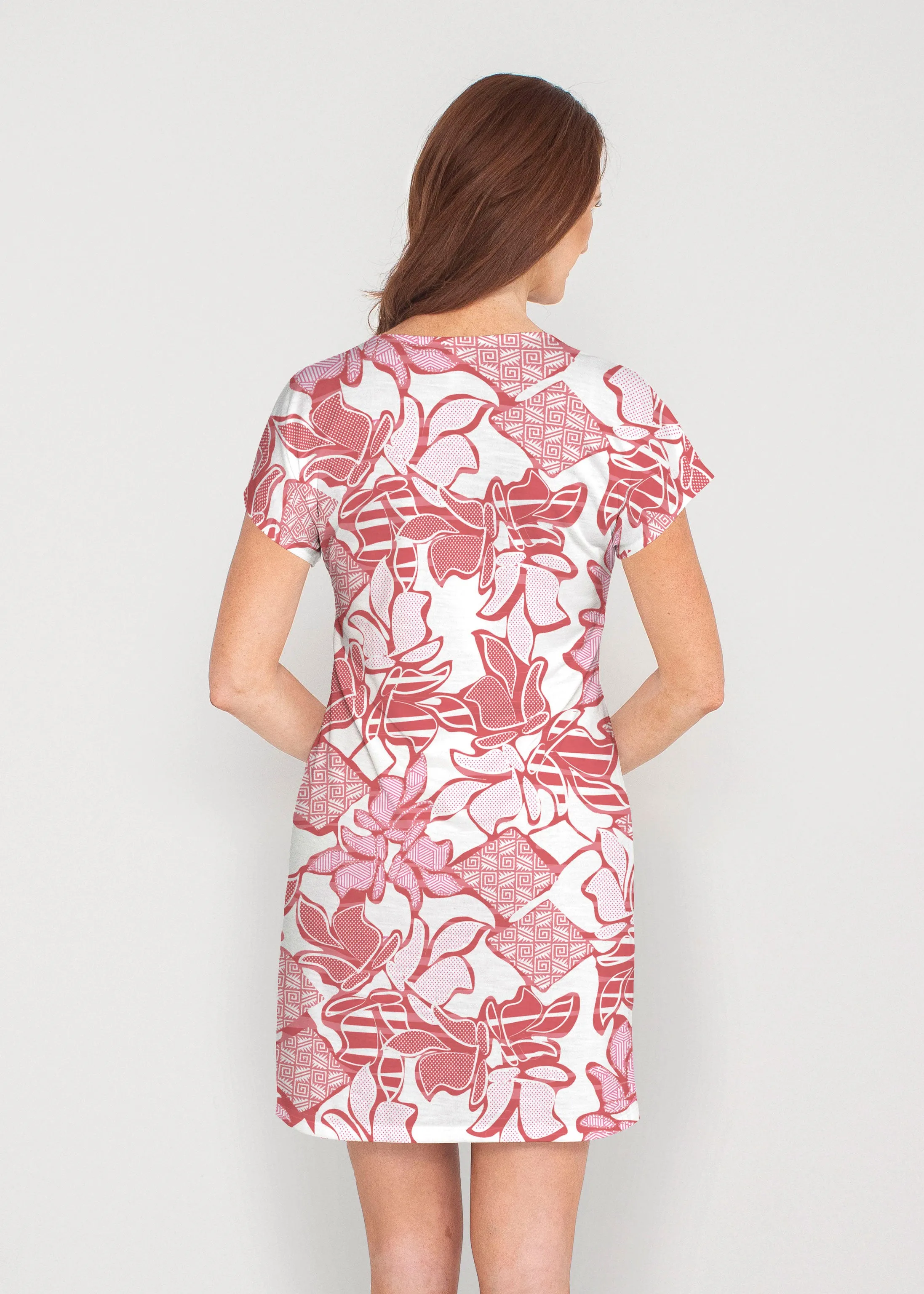 Aztek Sail Red (8117) ~ French Terry Short Sleeve Crew Dress