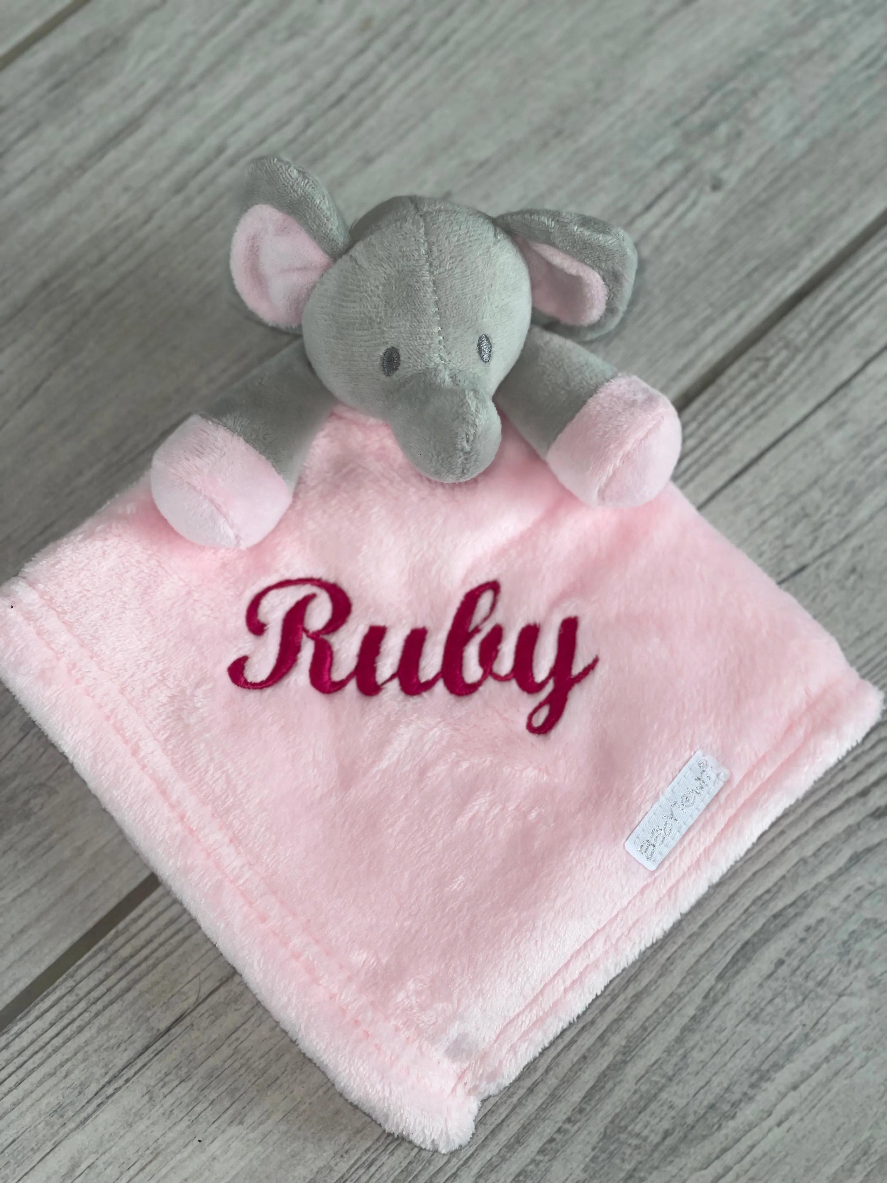 Babies personalised elephant comforter Light Blue