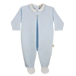 Baby Boys Blue Velour Babygrow
