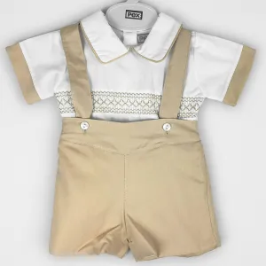 Baby Boys Smart Summer Shorts & Shirt Set – White & Beige | Pex