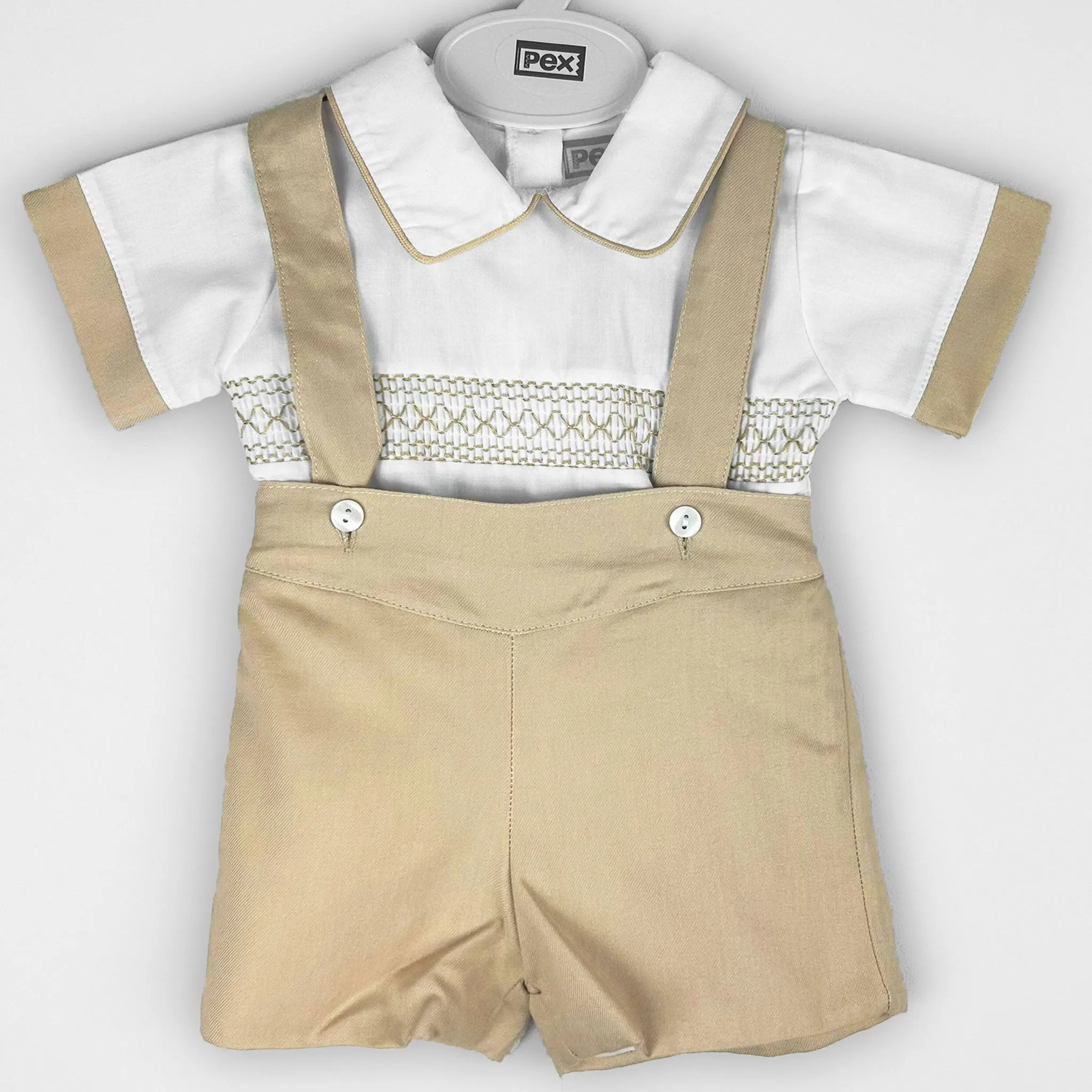 Baby Boys Smart Summer Shorts & Shirt Set – White & Beige | Pex