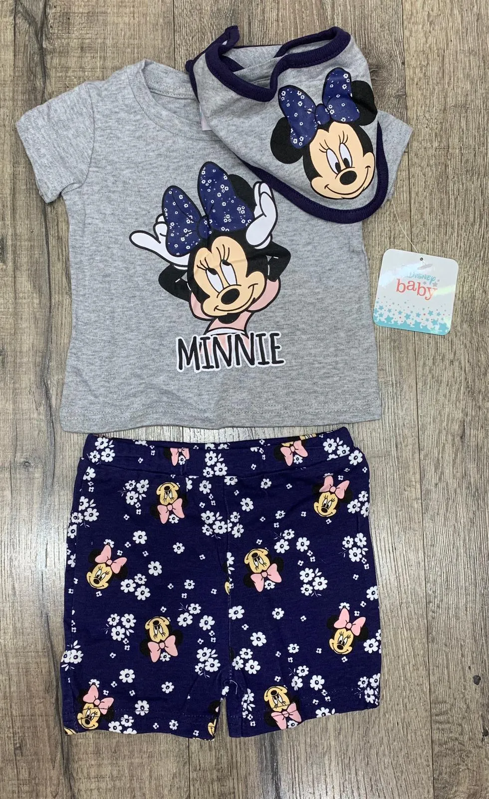 BABY DISNEY 'MINNIE MOUSE' LOUNGE-WEAR SHORTS SET (0-12 MONTHS) S19110