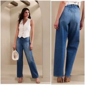 Banana Republic Mid Rise Loose Stovepipe Jeans 28