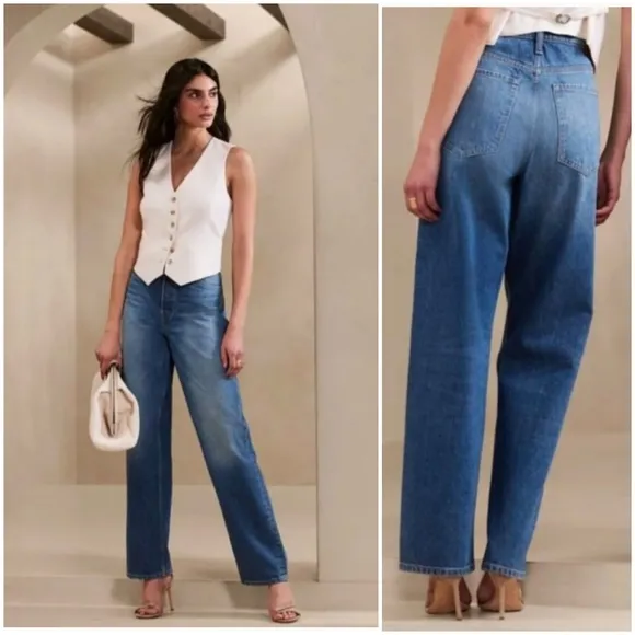 Banana Republic Mid Rise Loose Stovepipe Jeans 28