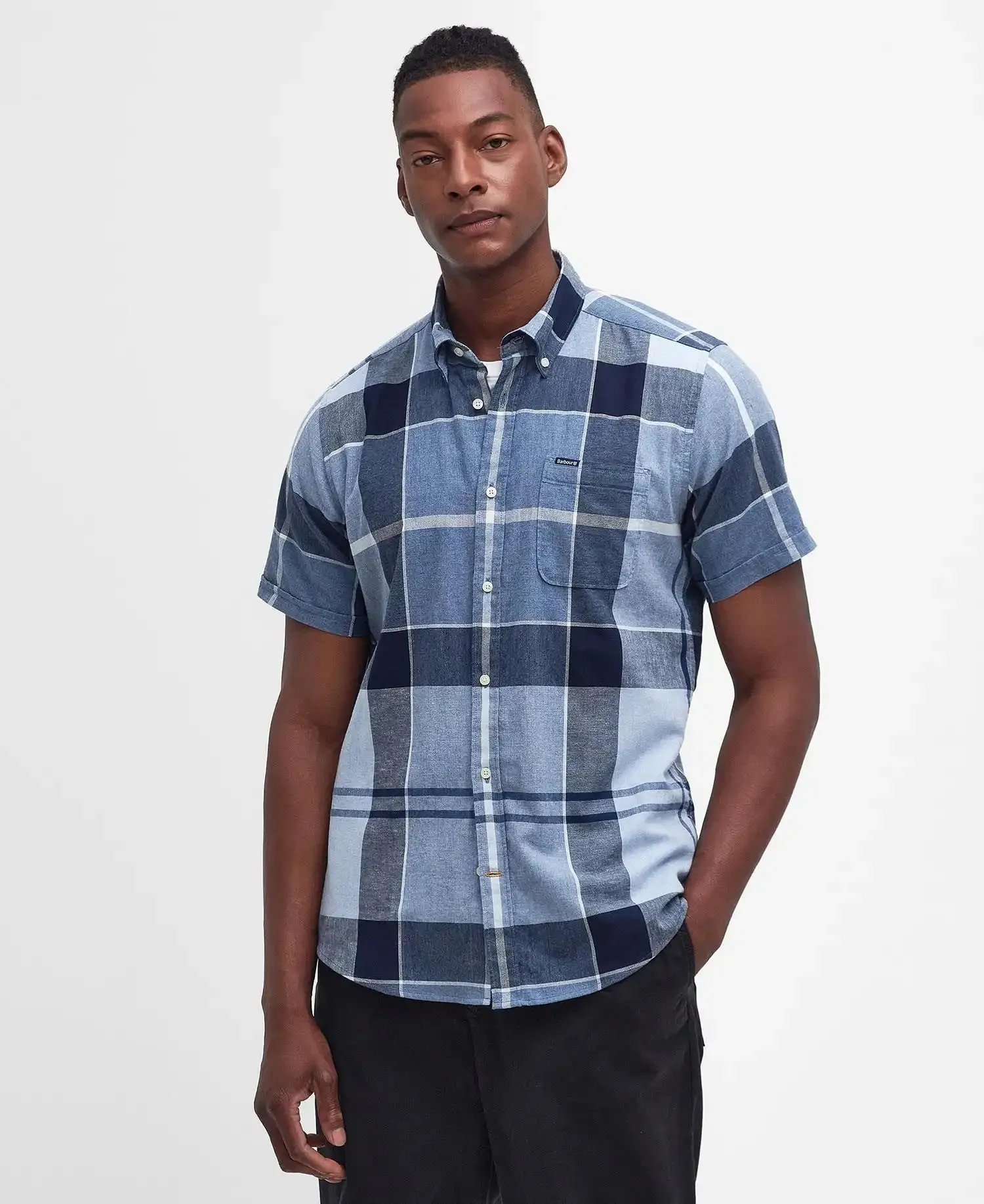 Barbour Mens Doughill Short Sleeve Shirt Berwick Blue