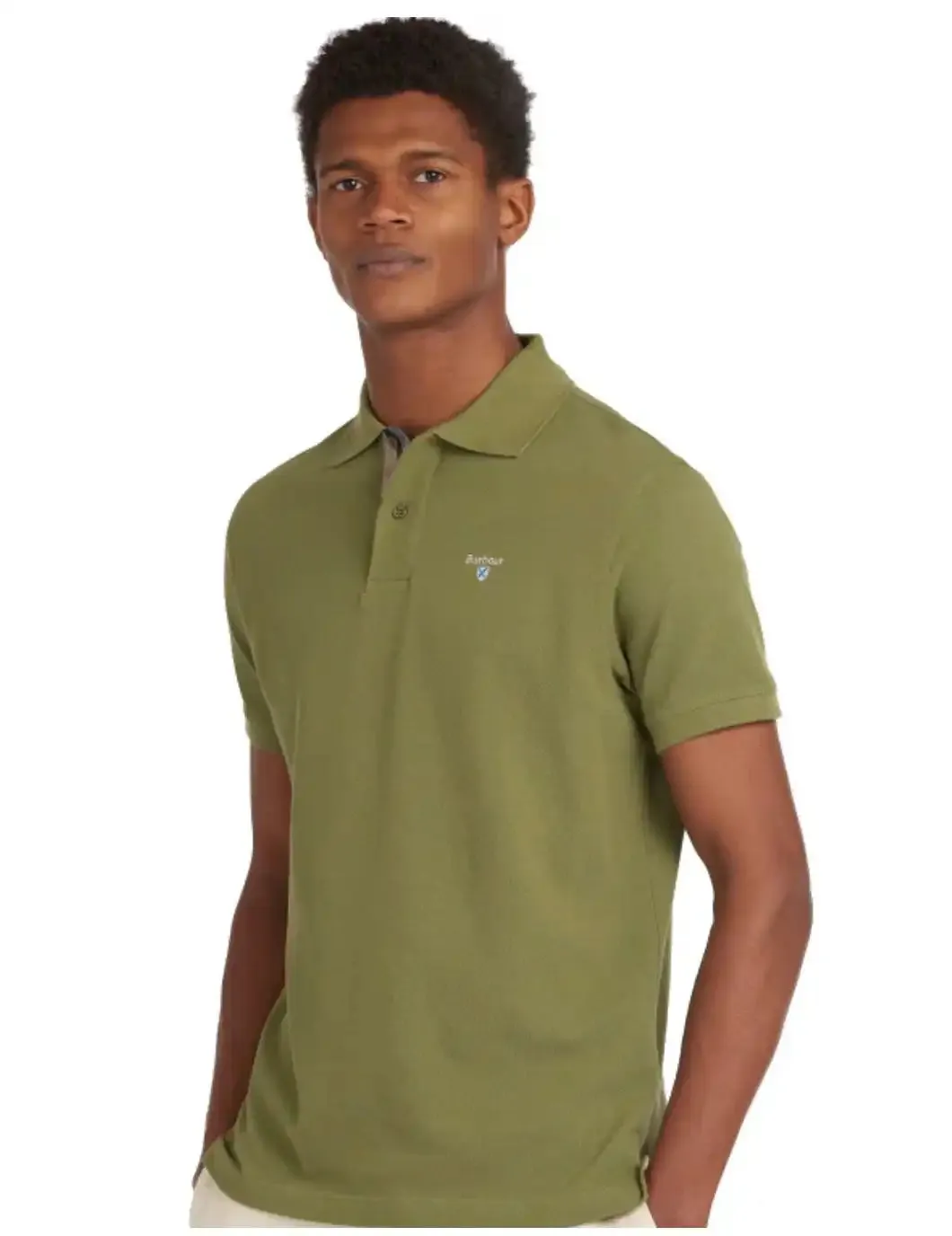 Barbour Mens Tartan Pique Polo Shirt Burnt Olive
