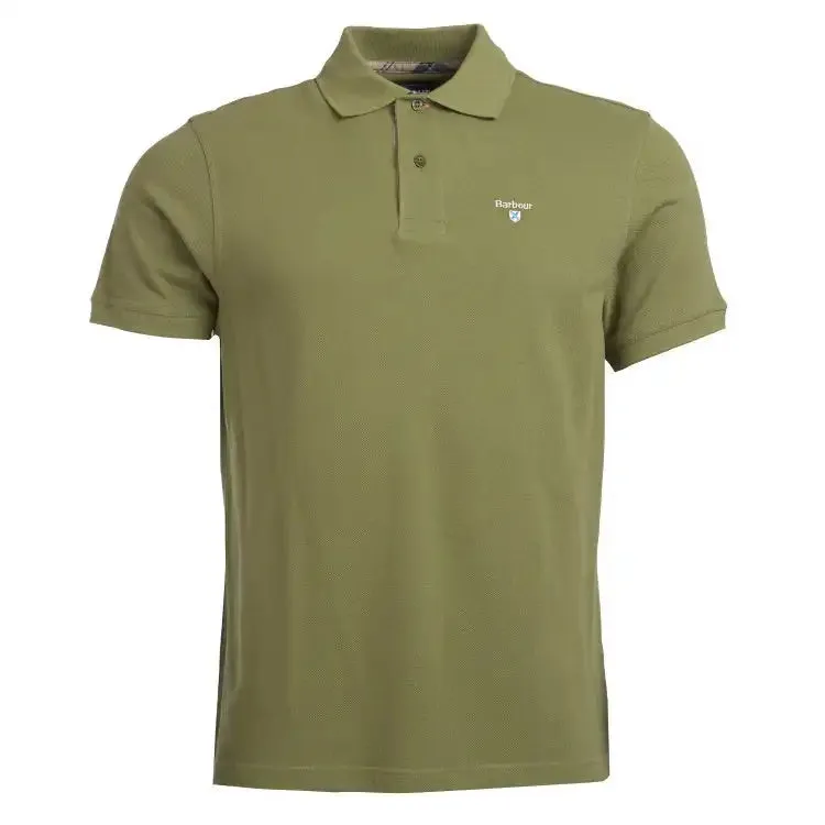 Barbour Mens Tartan Pique Polo Shirt Burnt Olive