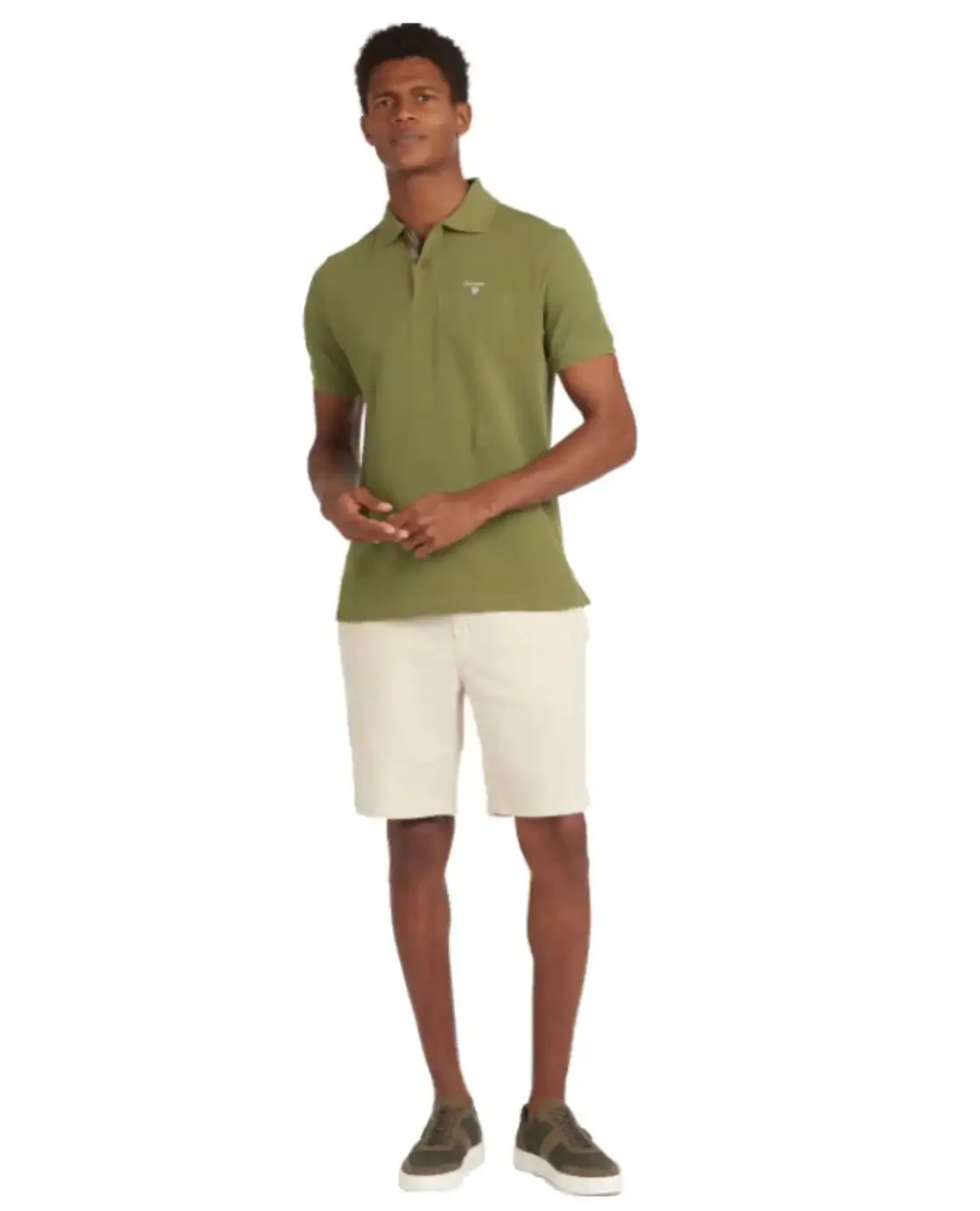 Barbour Mens Tartan Pique Polo Shirt Burnt Olive