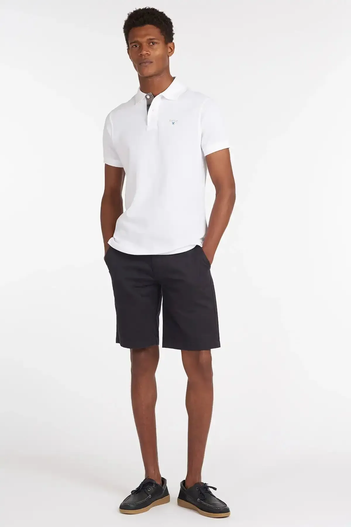 Barbour Mens Tartan Pique Polo Shirt White/Dress