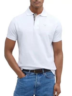Barbour Mens Tartan Pique Polo Shirt White/Dress