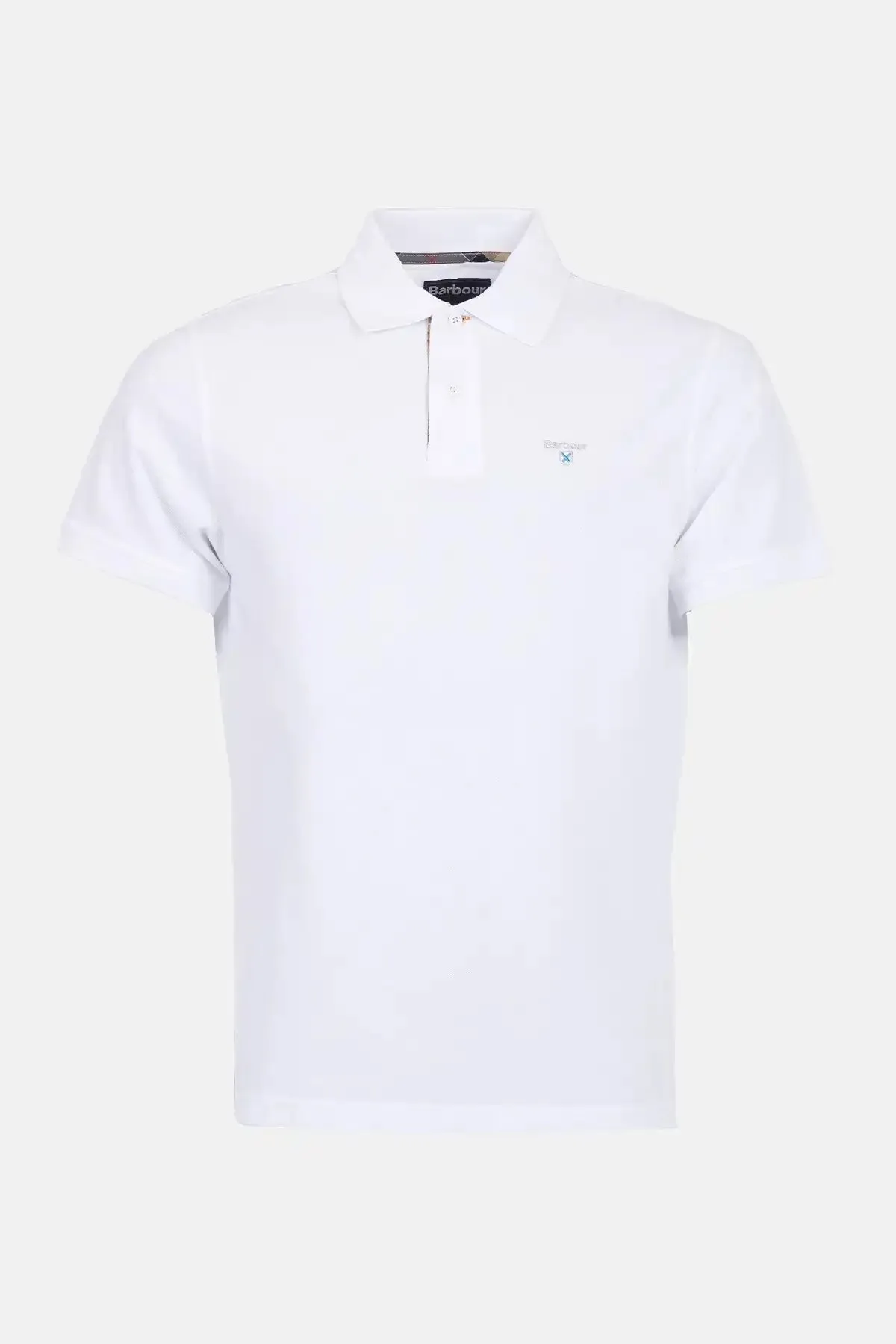 Barbour Mens Tartan Pique Polo Shirt White/Dress