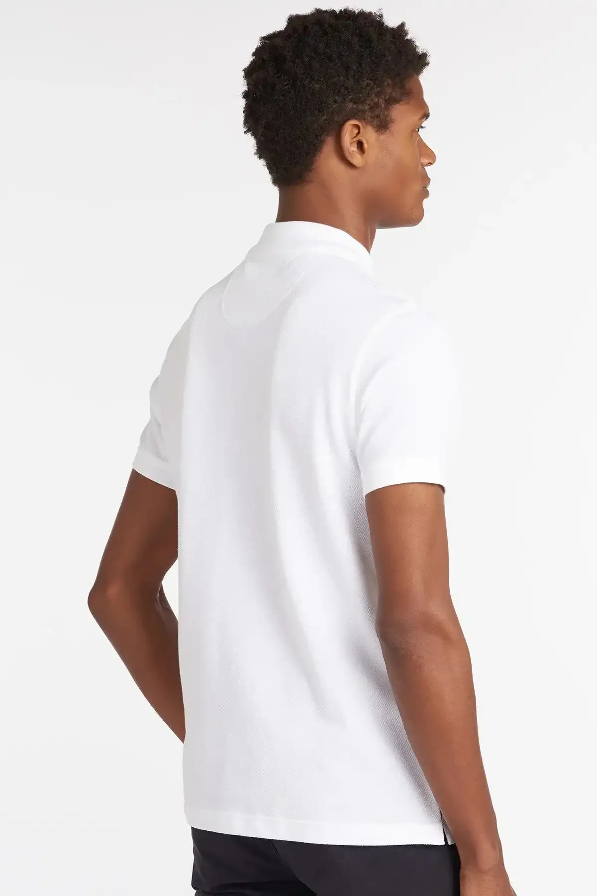 Barbour Mens Tartan Pique Polo Shirt White/Dress