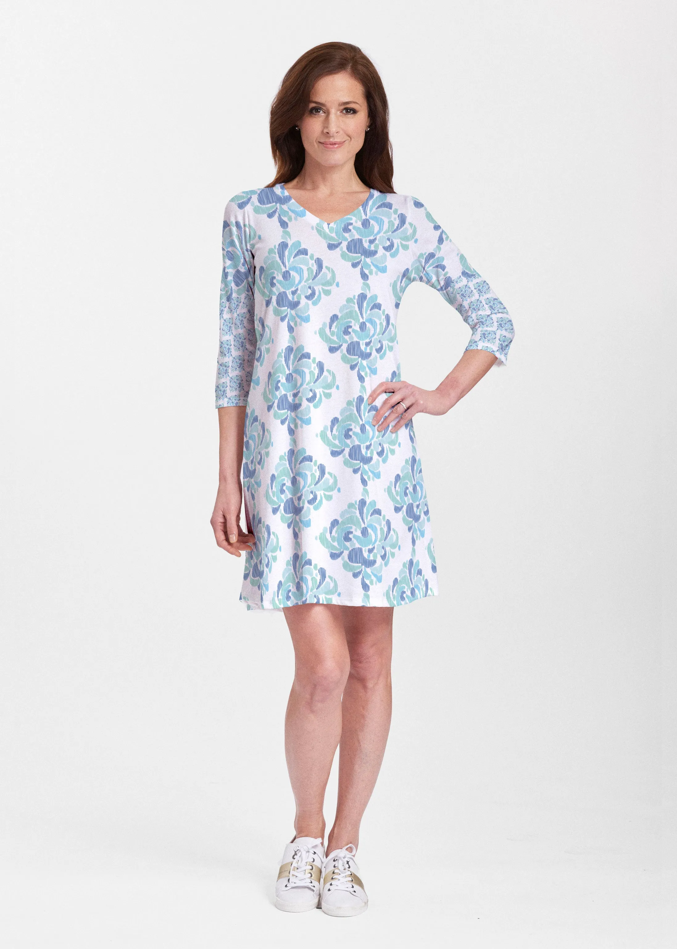 Be Jeweled (7811) ~ Classic V-neck Swing Dress