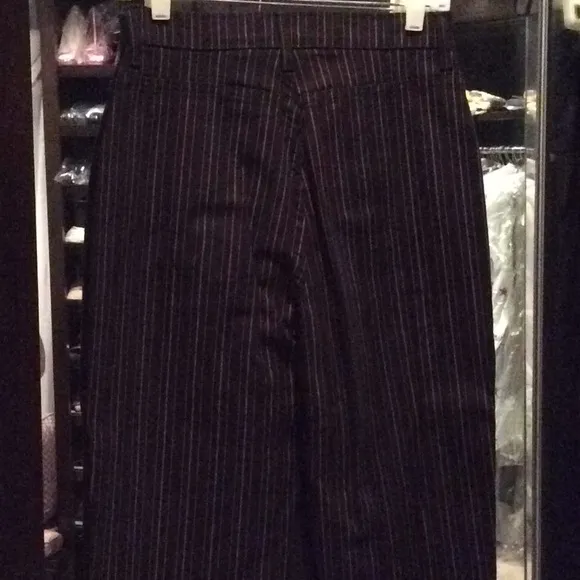 Black jeans with pink, green stripe, light weight jeans, stretch, 6