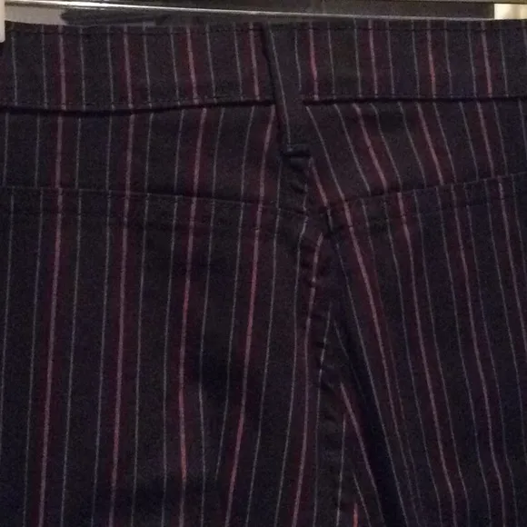 Black jeans with pink, green stripe, light weight jeans, stretch, 6