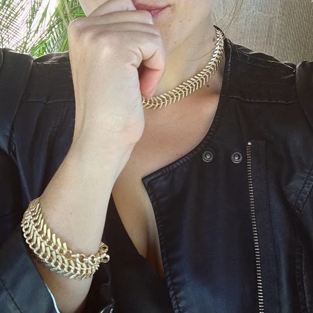 Black Railway Choker / Wrap Bracelet