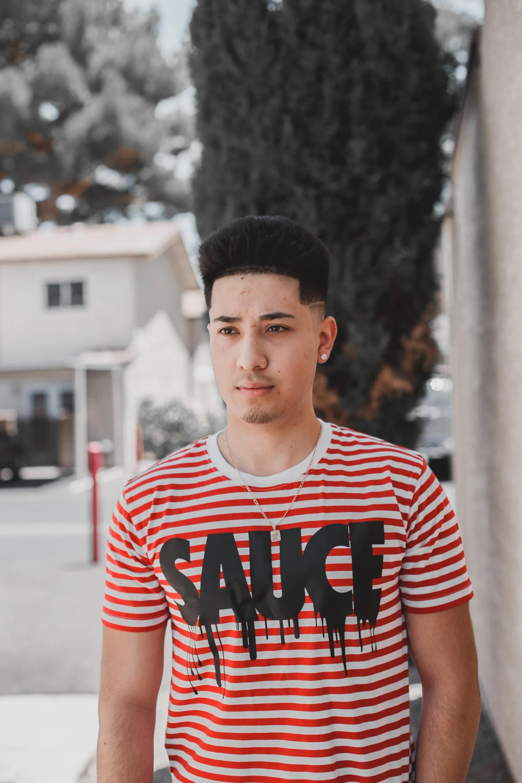 Black Sauce | White/Red Stripe Tee