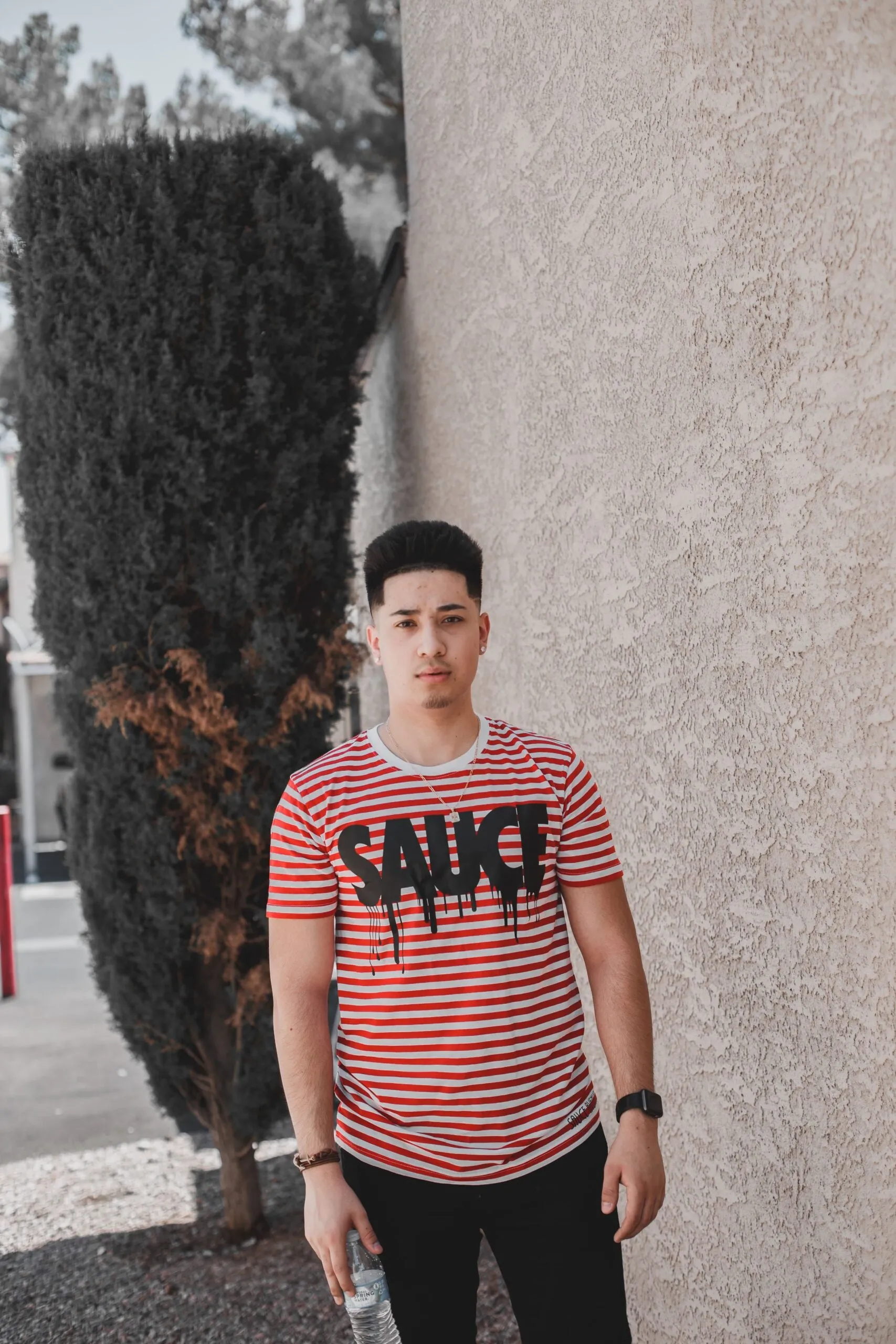 Black Sauce | White/Red Stripe Tee