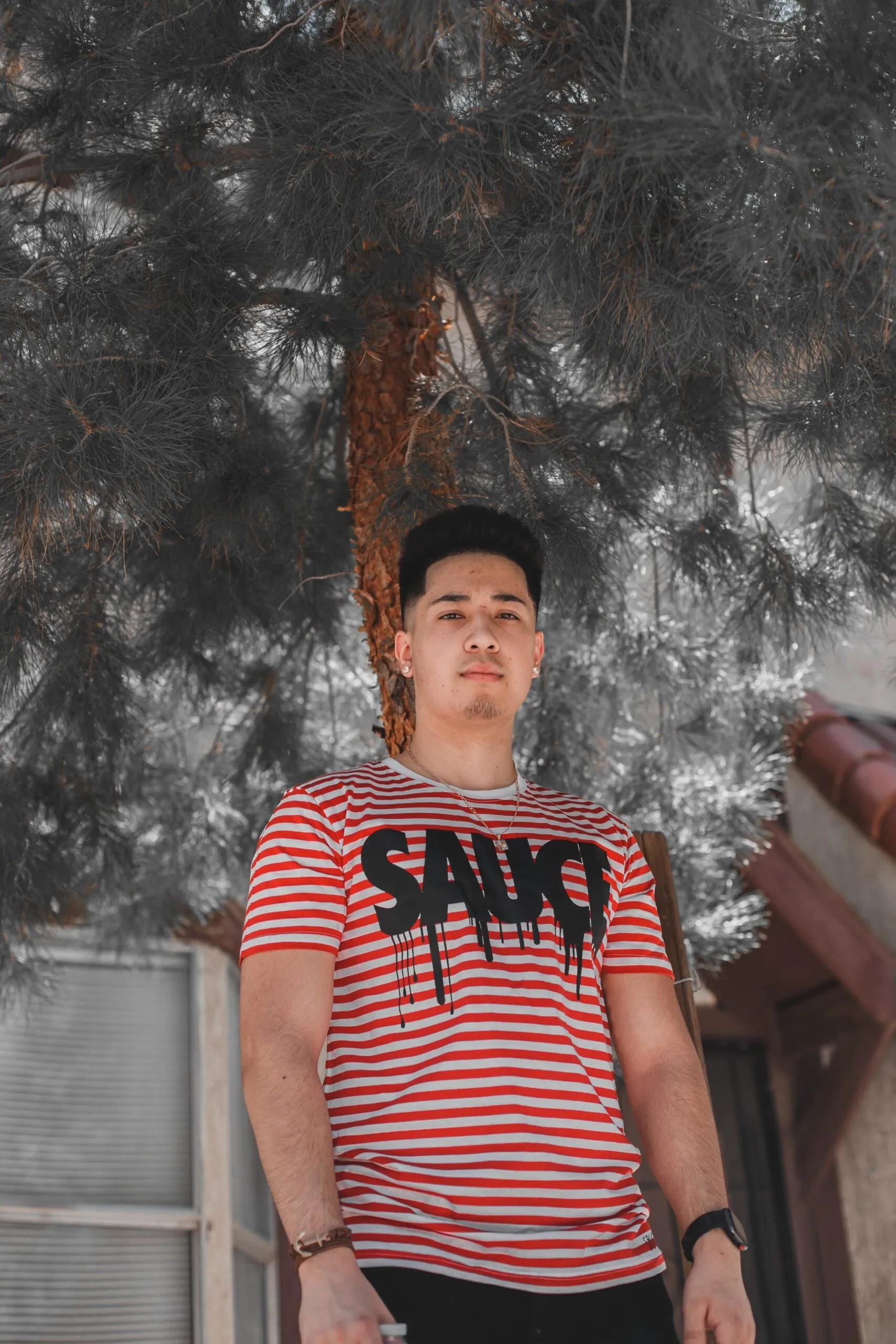 Black Sauce | White/Red Stripe Tee