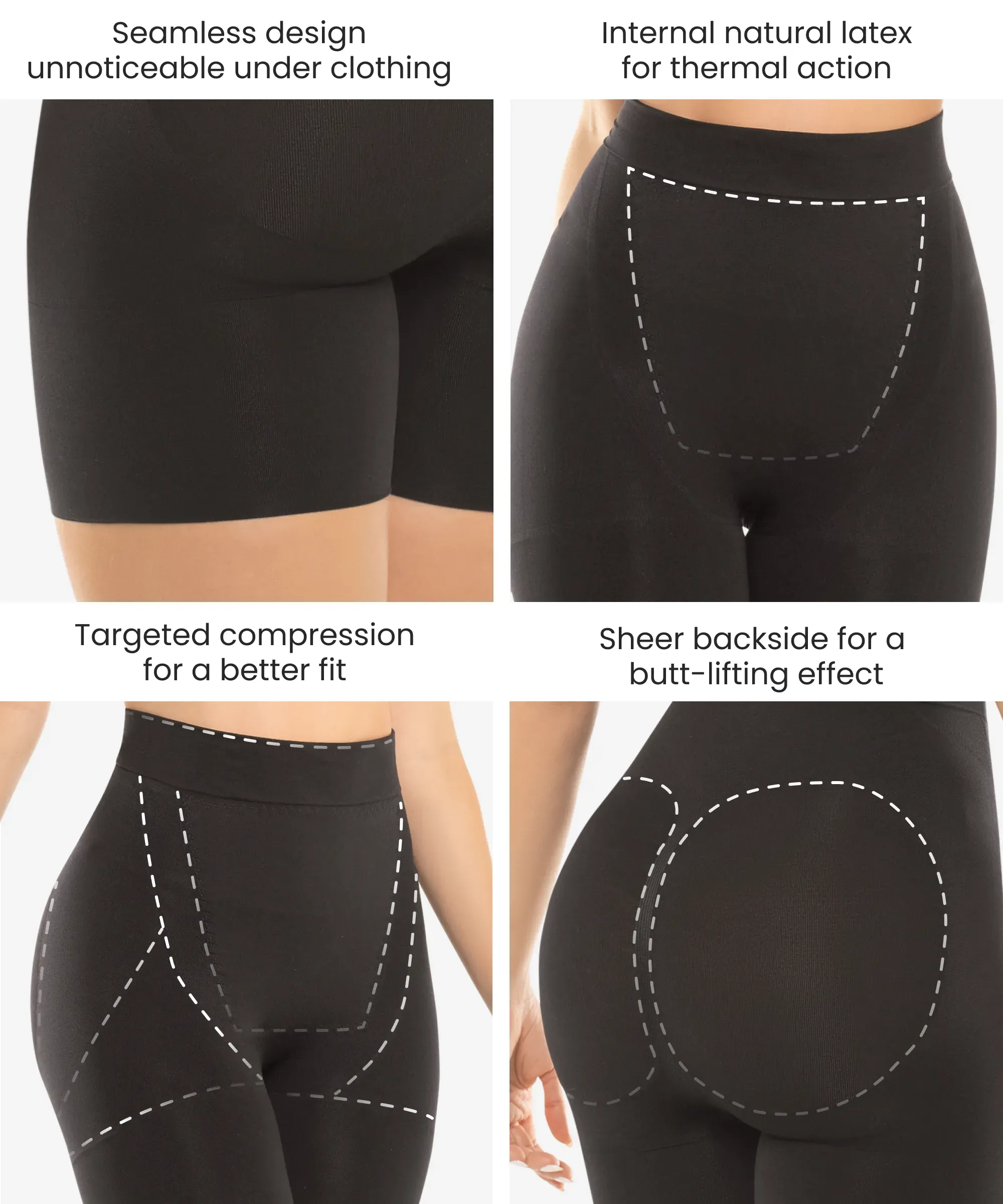 Black Seamless Shorts 4-Pack in style 1504
