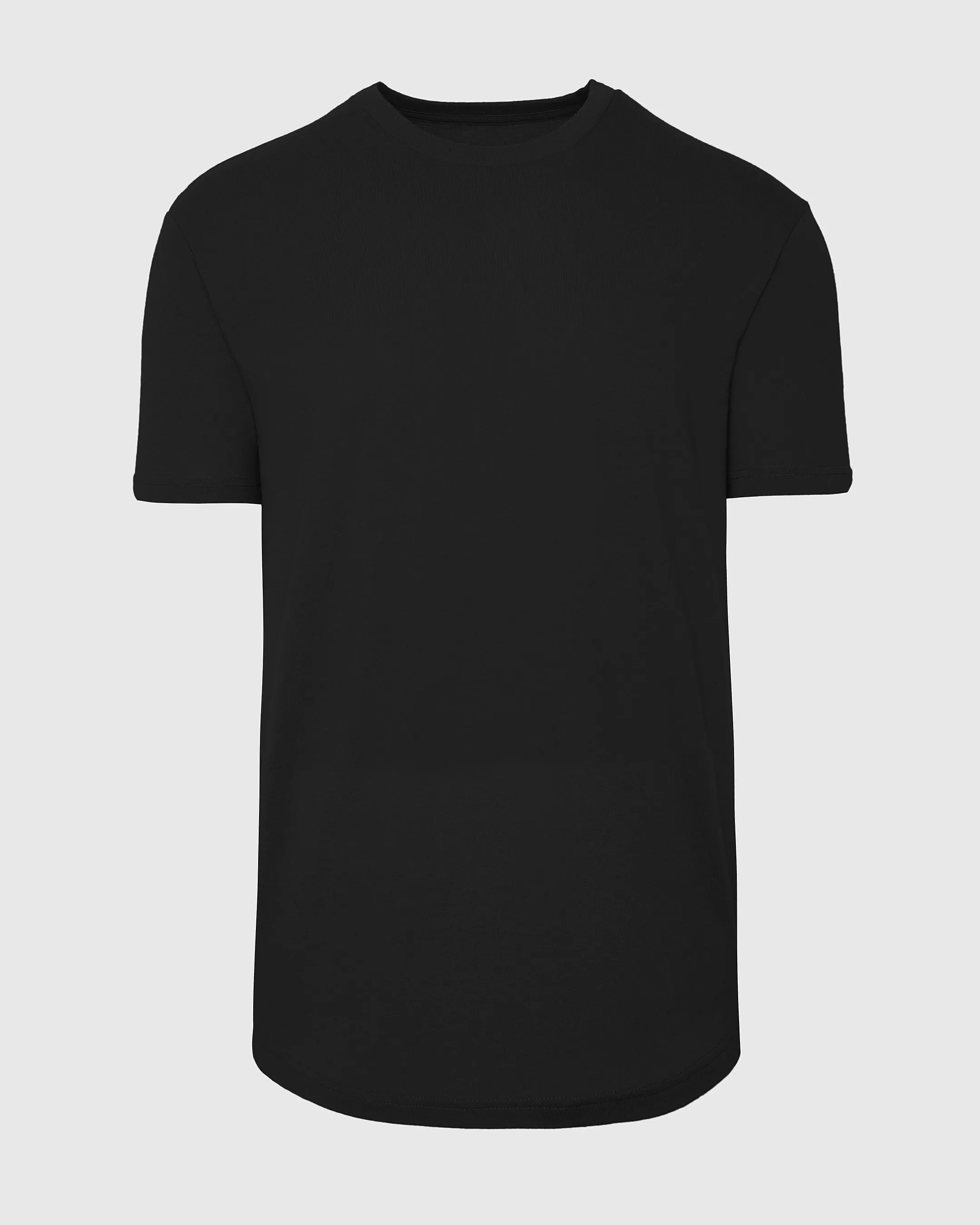 Black Short Sleeve Curved Hem Crew