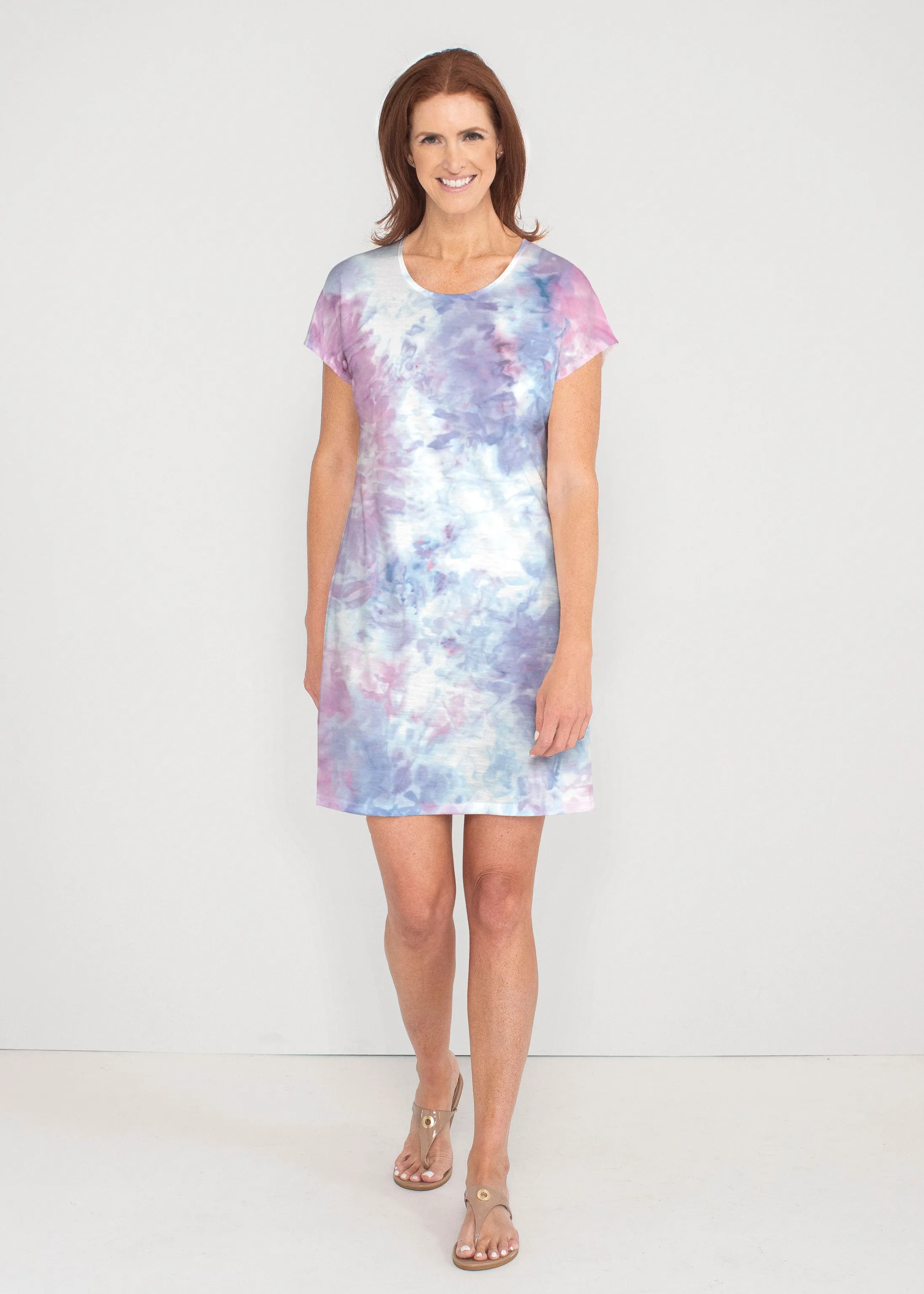 Boho Ice (16230) ~ French Terry Short Sleeve Crew Dress