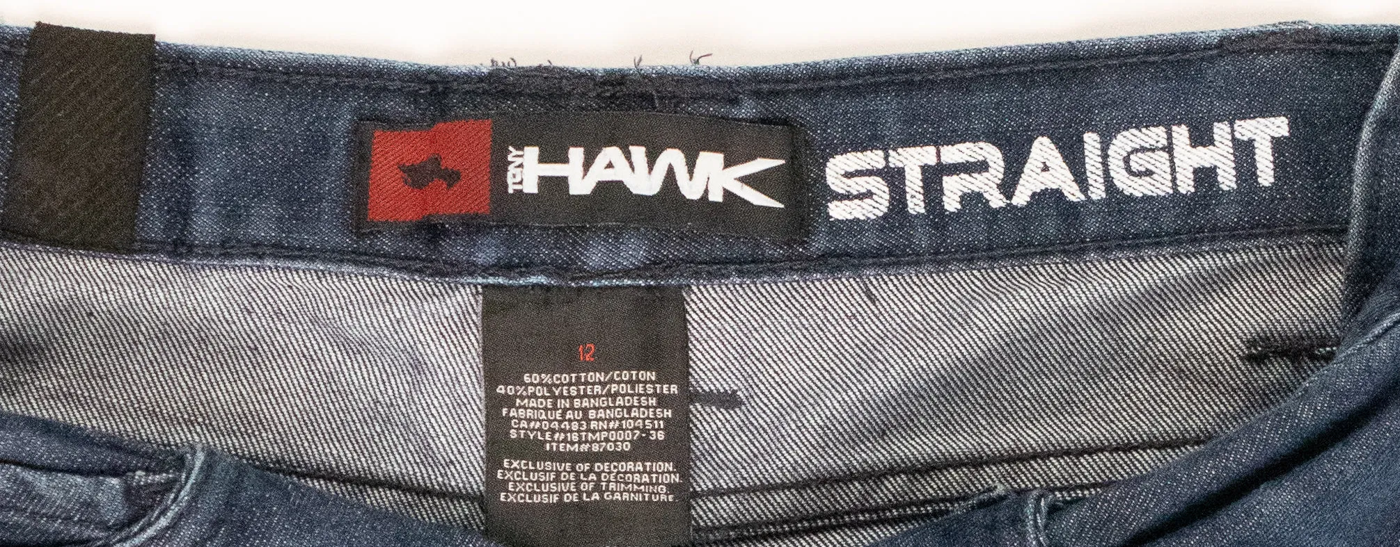 BOY SIZE 12 YEARS - TONY HAWK, Straight Fit Denim Jeans EUC B56