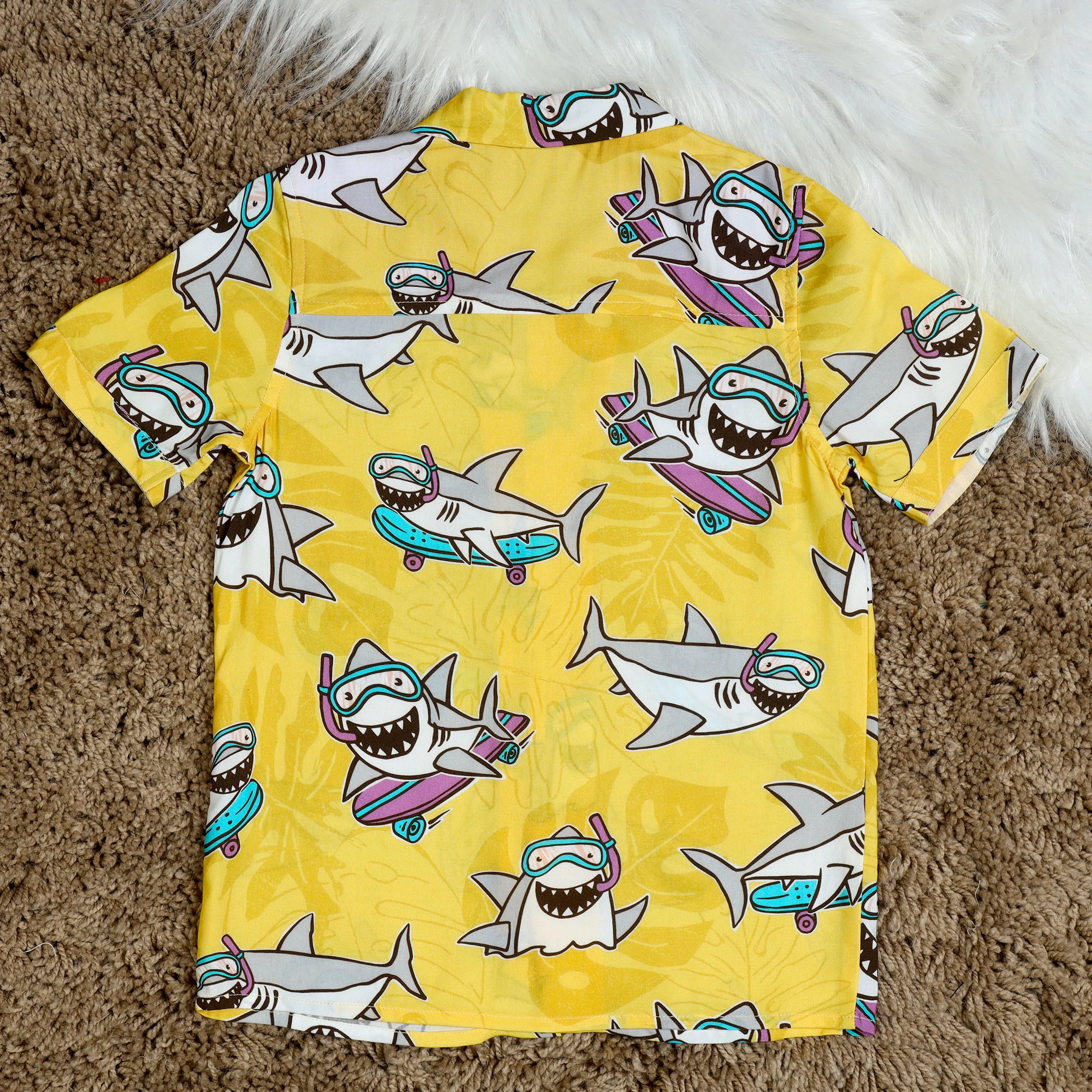 Boys Fish Printed Shirt Lemon Yellow