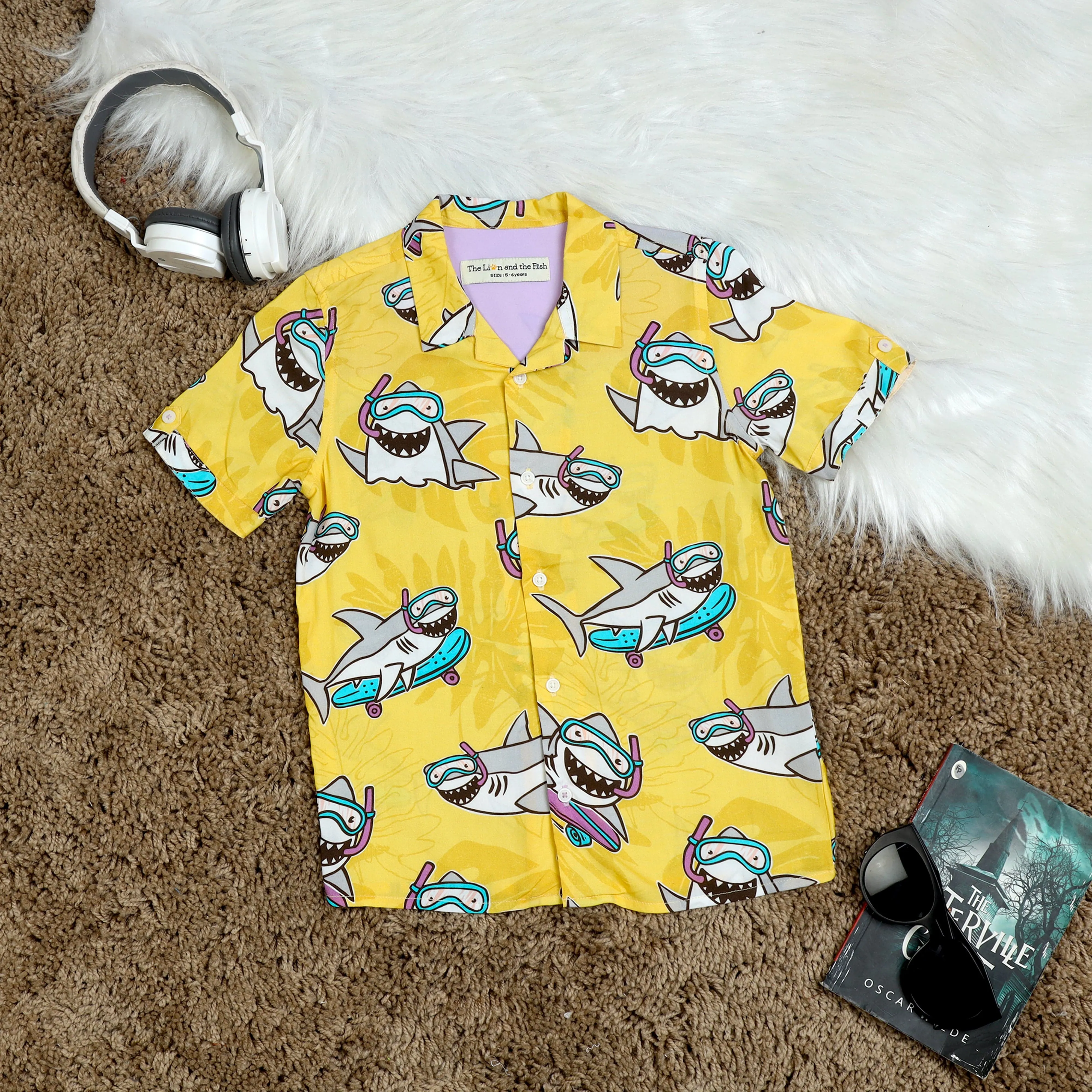 Boys Fish Printed Shirt Lemon Yellow